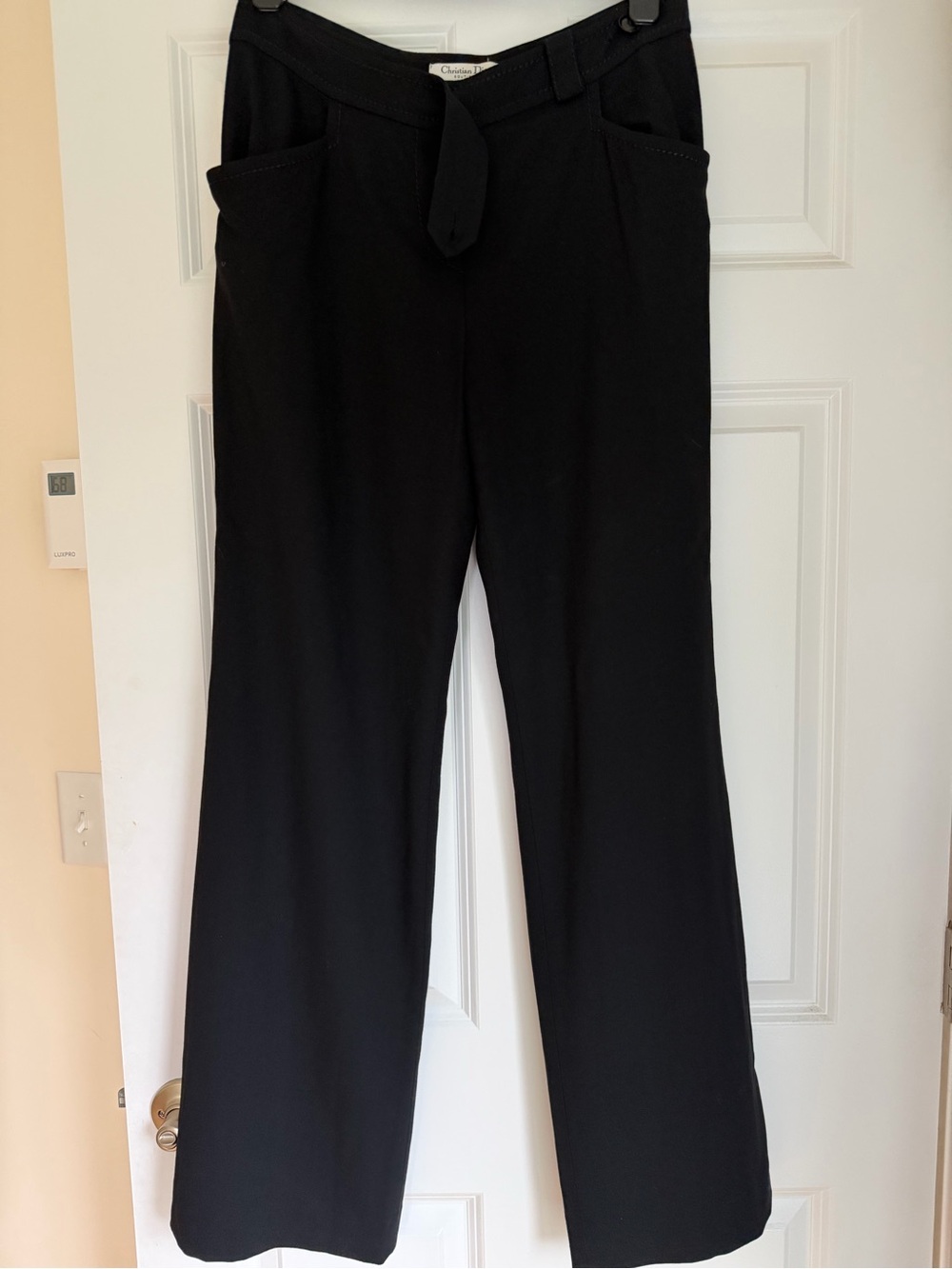 Dior Black Wide-Leg Belted silk Pants broken zipper size 8